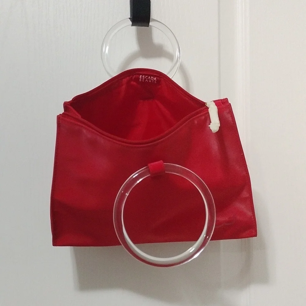 Escada Vibrant Red Clutch with Clear Accents